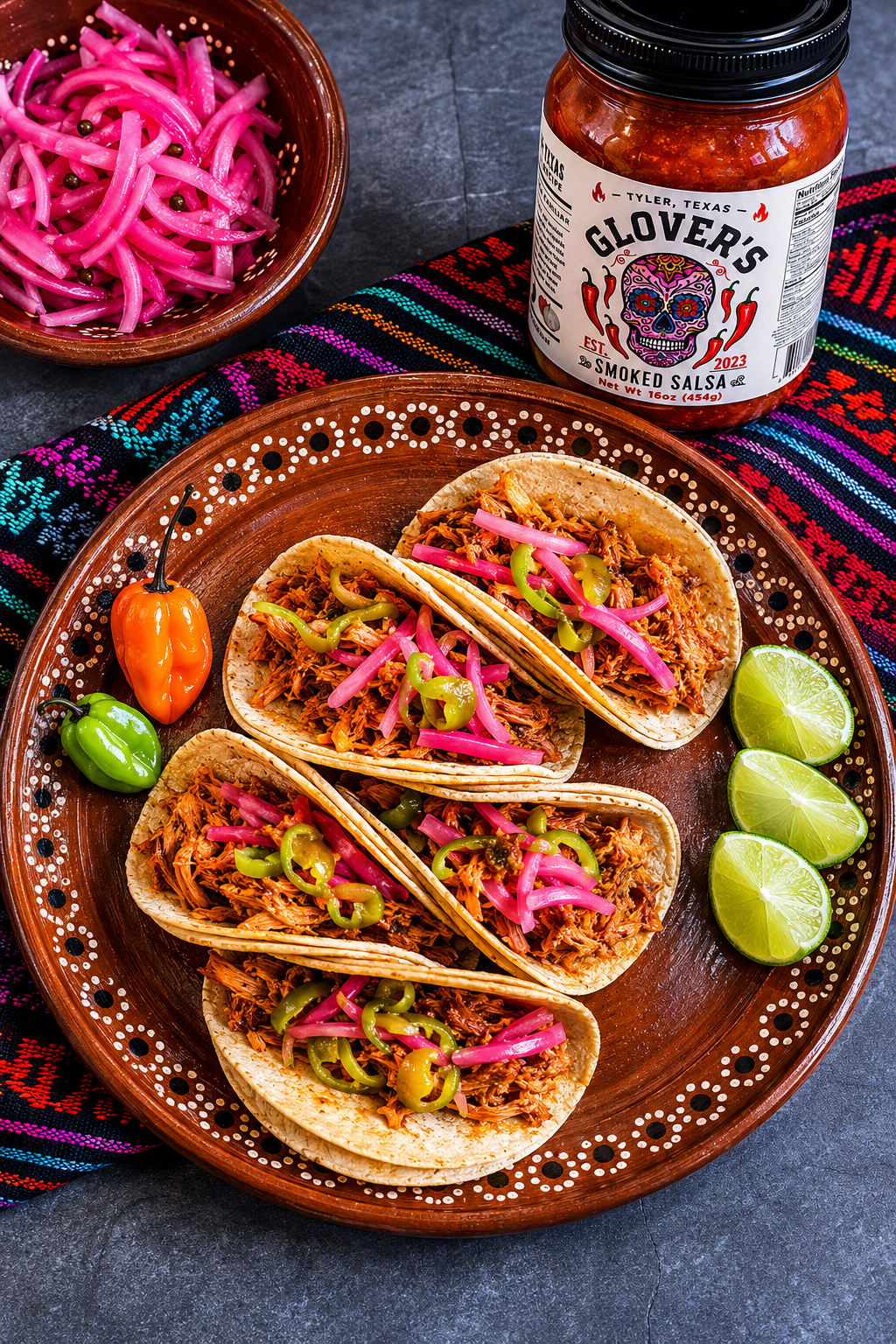 Easy Slow Cooker Smoked Salsa Chicken Tacos