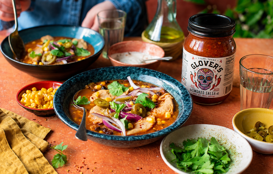 Chicken Pozole Rojo with Glover's Smoked Salsa